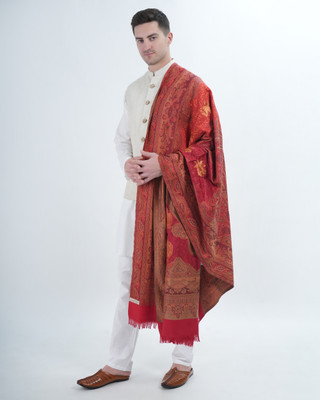 Life and style Wool Paisley Men Shawl(Red)