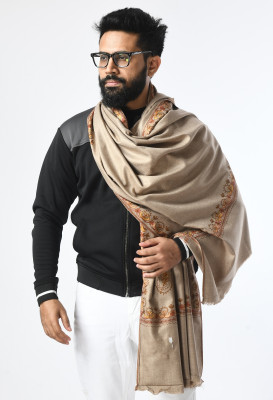 Life and style Wool Embroidered Men Shawl(Beige)