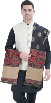 manra Wool Paisley Men Shawl(Black)