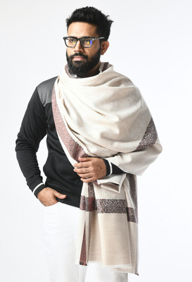 Life and style Wool Self Design Men Shawl(Beige)