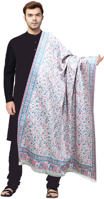 Life and style Wool Embroidered Men Shawl(White)