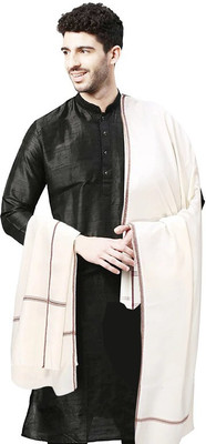 Life and style Wool Solid Men Shawl(White)