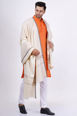 KAVIM Wool Solid Men Shawl(Beige)