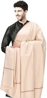 manra Wool Self Design Men Shawl(White)
