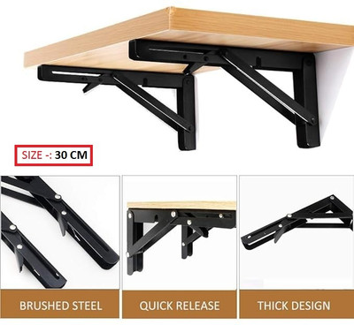 INFIXMART Folding Shelf Brackets, Wall Mounted Space Saver,30CM Shelf Bracket 30 cm Shelf Bracket(Iron)