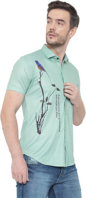 flying queen Men Printed Casual Green Shirt
