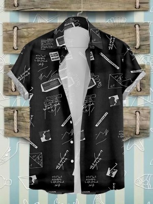 flying queen Men Printed Casual Black, White Shirt