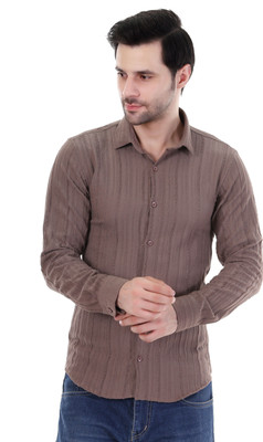 Urban Core Men Solid Casual Brown Shirt