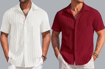 DADAIMPEX Men Self Design Casual Red Shirt