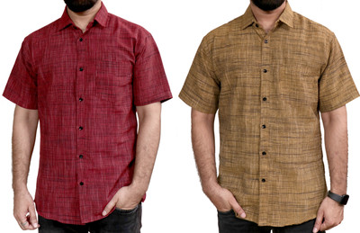 AUZAAI COLLECTION Men Self Design Casual Multicolor Shirt(Pack of 2)