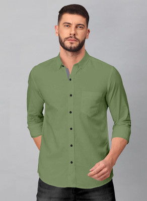 RGSTORE Men Solid Casual Dark Green Shirt