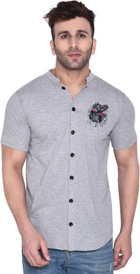 Blisstone Men Solid Casual Silver Shirt