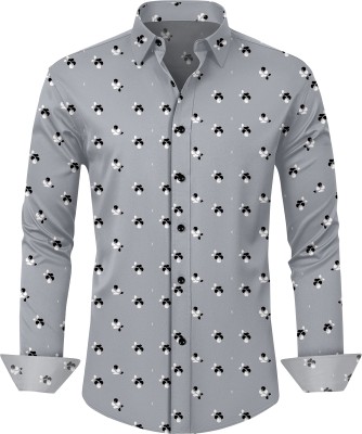 IKON FASHION Men Printed Casual Grey Shirt