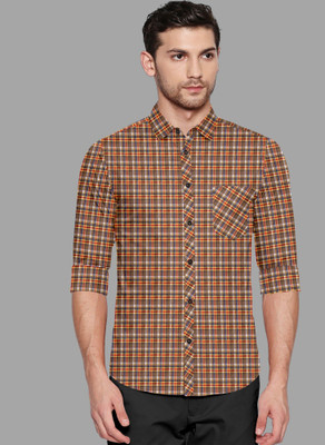 SURRT FASHION Men Checkered Casual Brown Shirt
