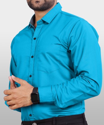 METRONAUT Men Solid Casual Blue Shirt