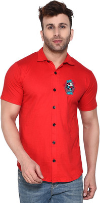 Lawful Casual Men Solid Casual Red Shirt