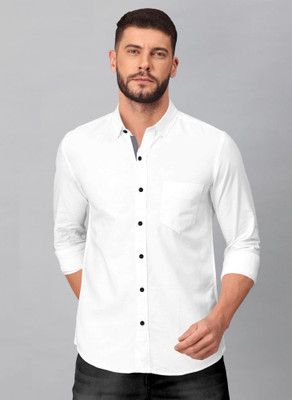RGSTORE Men Solid Casual White Shirt