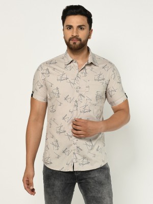 Apuesto Men Printed Casual Cream Shirt