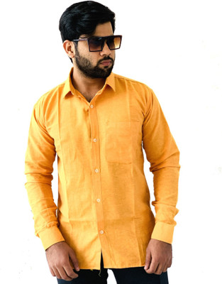 TABY COLLECTION Men Solid Casual Orange Shirt