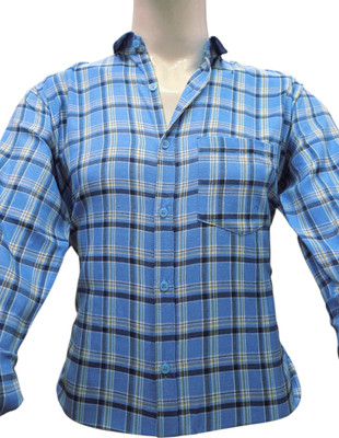 BLAZSTAR Men Checkered Casual Blue Shirt