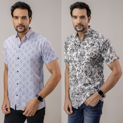 AUZAAI COLLECTION Men Printed Casual Multicolor Shirt(Pack of 2)