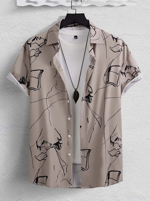 Men Printed Casual Brown Shirt