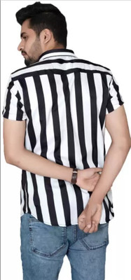 HouseOfCommon Men Striped Casual Black Shirt