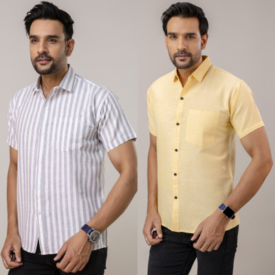 Auzanoor Collection Men Solid Casual Multicolor Shirt(Pack of 2)