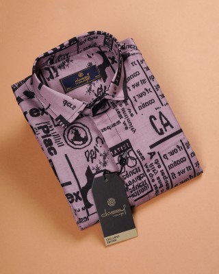 Fashionable Village Men Printed Casual Pink Shirt