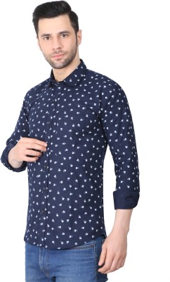 Lazy Buttons Men Floral Print Casual Dark Blue, White, Light Blue Shirt