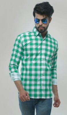 Frank Man Men Checkered Casual Green Shirt