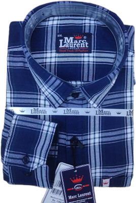 Marc Laurent Men Checkered Casual White Shirt