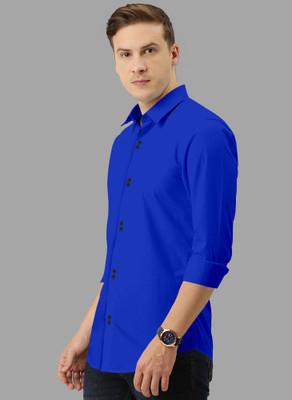 SURRT FASHION Men Solid Casual Dark Blue Shirt