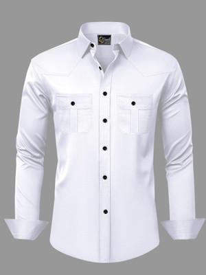 IKON FASHION Men Solid Casual White Shirt