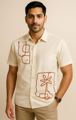 G-KA Men Printed Casual Blue, Red Shirt