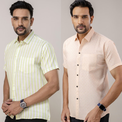 Shozaai Collection Men Self Design Casual Multicolor Shirt(Pack of 2)