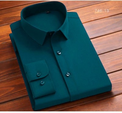 sm enterprize Men Solid Casual Dark Green Shirt