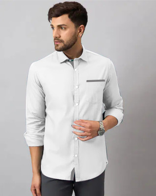 RD FASHION HUB Men Self Design Casual White Shirt