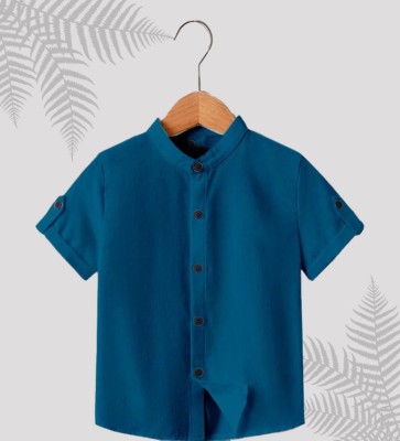 ESTHERCHARM Boys Solid Casual Dark Blue Shirt