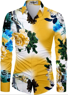 HERIN ENTERPRISE Men Printed Casual Yellow Shirt