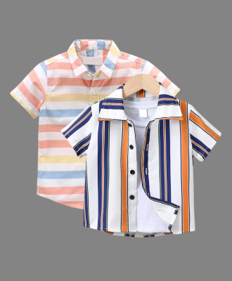 KILLER Boys Printed Casual Pink, Yellow Shirt(Pack of 2)