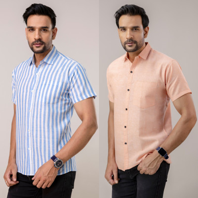 AUZAAI COLLECTION Men Solid Casual Multicolor Shirt(Pack of 2)