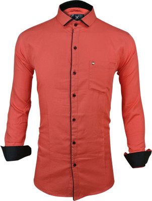 SURRT FASHION Men Solid Casual Orange Shirt