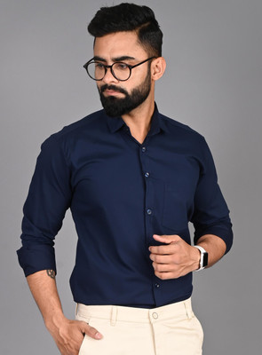 METRONAUT Men Solid Formal Blue Shirt