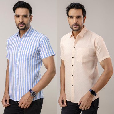 AUZAAI COLLECTION Men Self Design Casual Multicolor Shirt(Pack of 2)