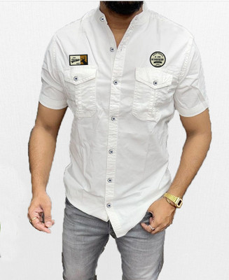 S-LINE Men Solid Casual White Shirt