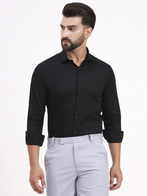 Urban Core Men Solid Formal Black Shirt