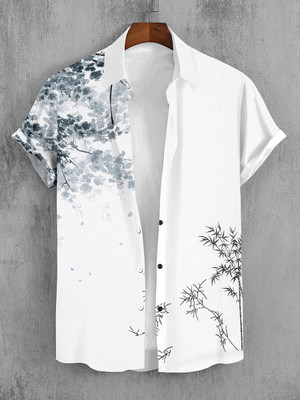 STITCHADO Men Printed Casual White, Black, Grey Shirt