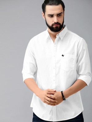 James Carson Men Solid Casual White Shirt