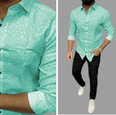 DISHANK CREATION Men Printed Casual Green Shirt